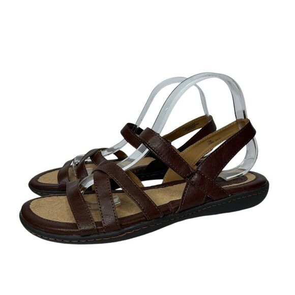 BORN faux leather Brown Strappy Sandals with Adjustable Ankle Strap 11 - Picture 1 of 9